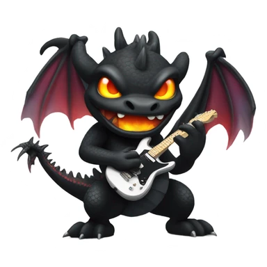 Black Dragon breathing fire playing electric guitar sticker