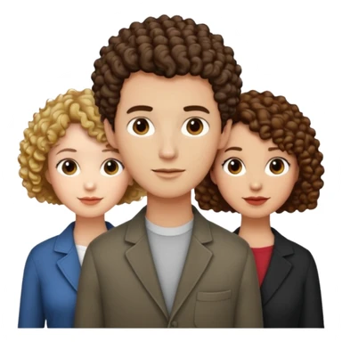 Throuple with two women with curly short hair, man with short brown hair, one woman taller than the others sticker