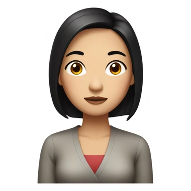 intrigued asian woman with black hair sticker