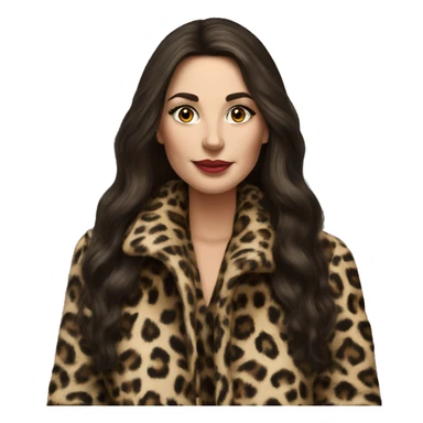 Beautiful realistic long hair brunette mob wife with leopard coat no smoke  sticker
