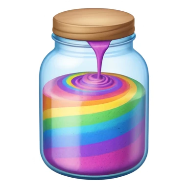 A jar with rainbow powder in it mixxing sticker