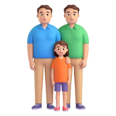 3D icon of a family: two parents and one child, standing together, friendly and modern look sticker
