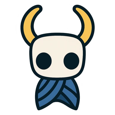 Hollow Knight game mask, modern icon style, clean lines sticker