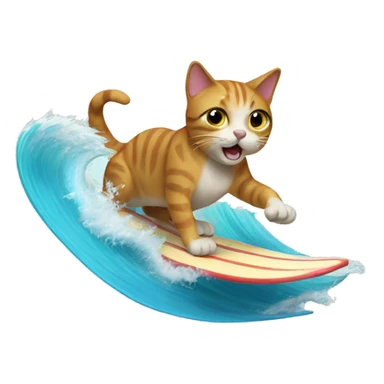 a cat surfing waves sticker