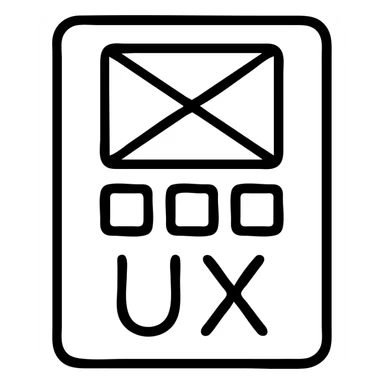 UX design icon with wireframe elements, 24 by 24 px, 1 px stroke sticker
