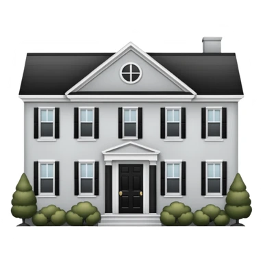 light gray colonial house with black shutters and black front door sticker