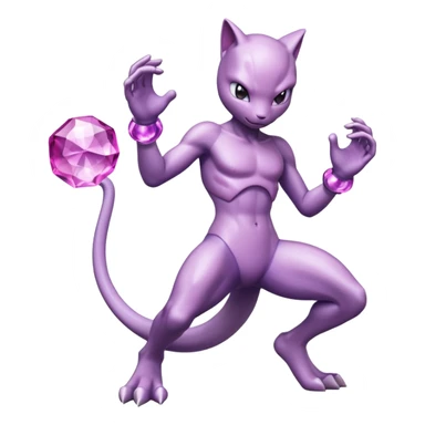 Pokemon legendary purple and pink crystal mewtwo sticker