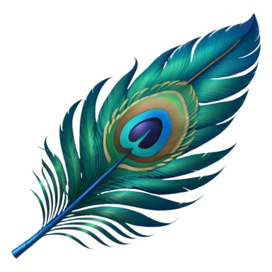 Here's a custom-generated image of a majestic peacock feather inspired by Krishna's divine adornment: the eye-like tip in shimmering blues and greens, elegant curve, and glowing aura on a transparent background. You can right-click and save it, or copy-paste into apps like instgram sticker