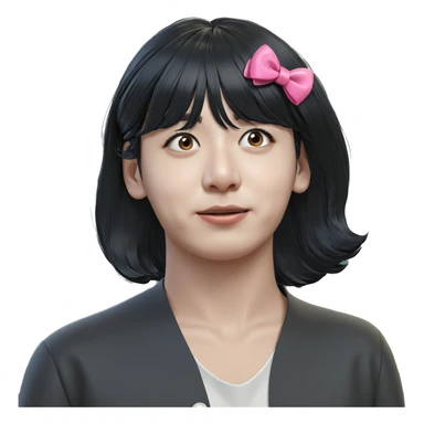 girl with black hair bow sticker