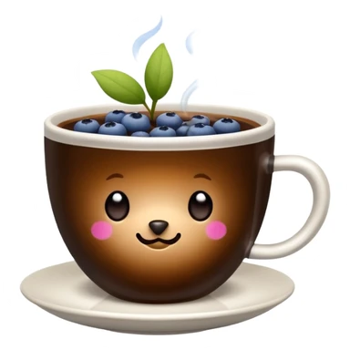 Slow brew coffee with blueberry flower in a cup sticker