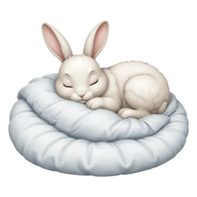 cartoon white rabbit asleep in bed sticker