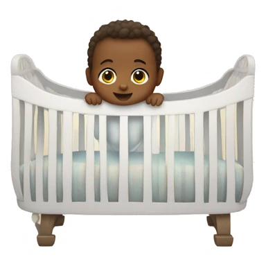 Baby in a giant crib sticker