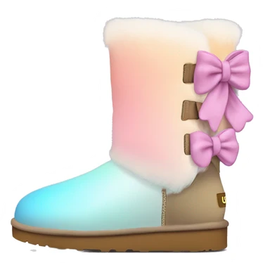 Realistic pair of pastel ombre Ugg fur boots with bows. sticker