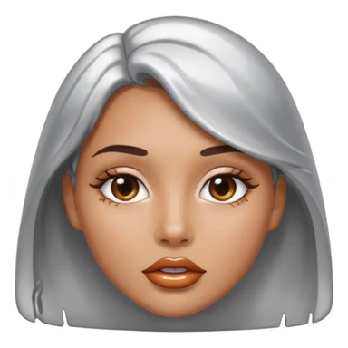 slightly parted lips, silver chrome material, glossy wet shine, seductive aesthetic sticker