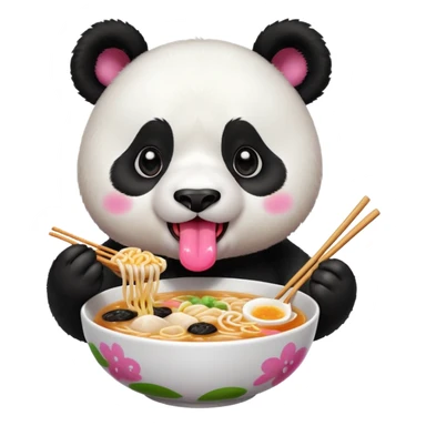 cute hungry panda eating ramen  sticker