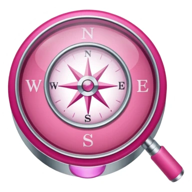 mix light pink dark pink and white girly internet compass logo with a small magnifying glass sticker