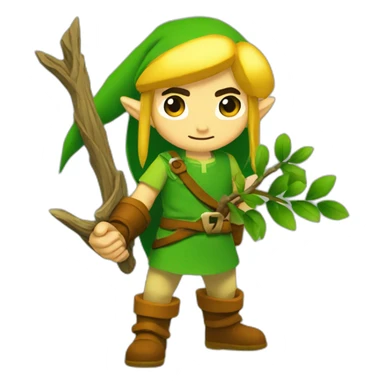 Link holding a branch (Legend of Zelda( sticker