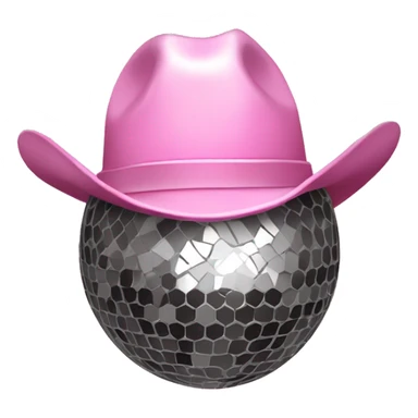 Disco ball with light pink cowboy hat sticker
