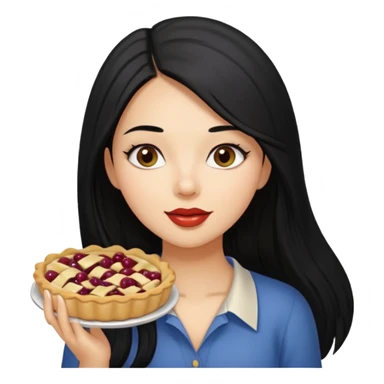 Gorgeous Latina with long straight black hair eating gooseberry pie sticker