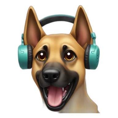 malinois dog with headphone and scream mask sticker