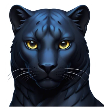 Cinematic Noble Panther Portrait Emoji, Poised and regal, with a sleek, muscular build draped in glossy, midnight-black fur and piercing, luminescent eyes, Simplified yet sharp and sophisticated features, highly detailed, glowing with a soft, mysterious glow, high shine, intelligent and enigmatic, stylized with an air of stealthy authority, focused and commanding, soft glowing outline, capturing the essence of a watchful and confident jungle guardian that appears ready to prowl out of the screen with effortless authority! sticker