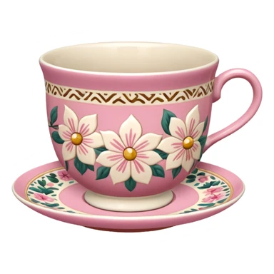 Pink white & beige Talavera teacup sticker