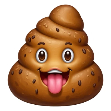 A poop with its tongue out sticker