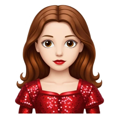 Nessarose from The Wizard of Oz with long brown hair, red sequin outfit sticker