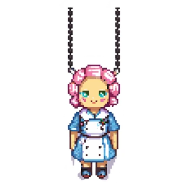A whimsical candy-themed baker standing in a pastel pink confectionery lab. The walls are made of bubblegum bricks, the countertops shimmer like strawberry frosting, and the air sparkles with powdered sugar mist. The baker is extravagantly adorned: licorice swirls as shoul sticker