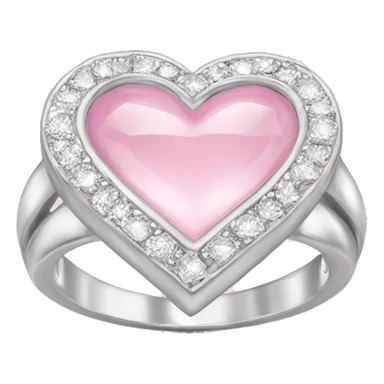 Diamond silver  ring light pink heart sticker