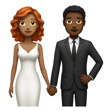 redhead white man and dark hair black woman holding hands sticker