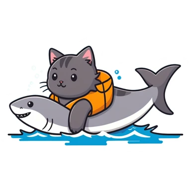 Cat saving a shark  sticker