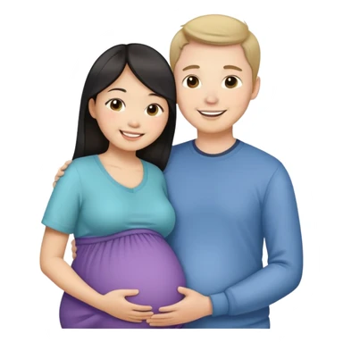 Asian girl pregnant and white guy couple  sticker