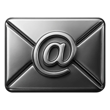 metallic chrome envelope, email sign in the center, gleaming, chrome style sticker