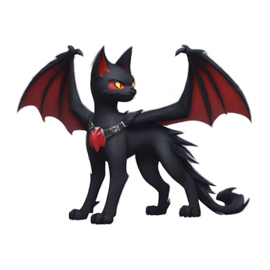 cool edgy black punk red nargacuga-raven-bat-cat-animal hybrid Fakemon collar full body sticker