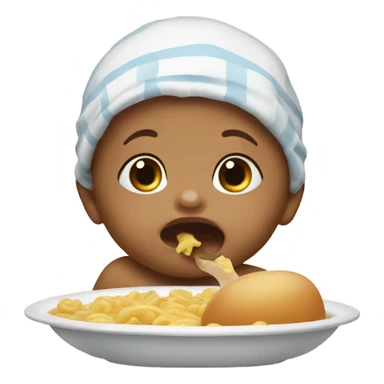 The baby eats sticker