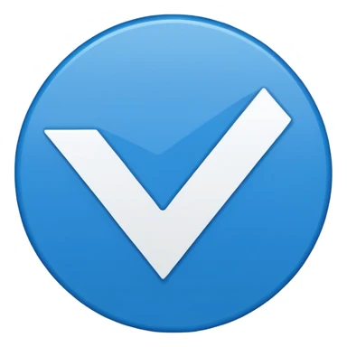 A check mark in a completely blue circle like a max sticker