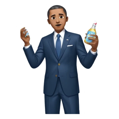 Diddy holding baby oil at a party with balloons and confetti and banners oiled up Obama have dih sticker