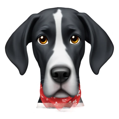 Black Great Dane white chest with Hawaiian red bandana sticker