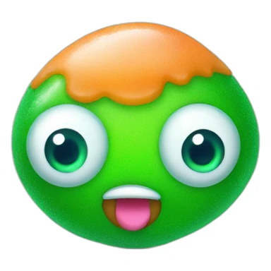 Green gumdrop candy with eye sticker
