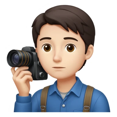 “A photographer sits quietly, camera in hand, lost in deep worries that even his lens can’t capture.” sticker