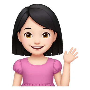 
5 years old girl, white skin, black hair, happy smile emoji sticker