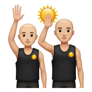 Shaved men in black vests saluting sun sticker