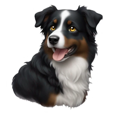 Small black australian shepherd dog moon sticker