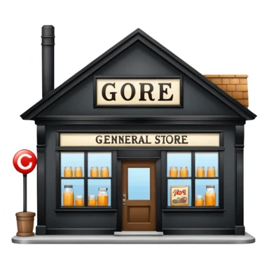 general store, old-fashioned, glass windows, open sign sticker