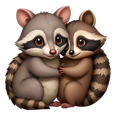 Possum and raccoon hugging sticker