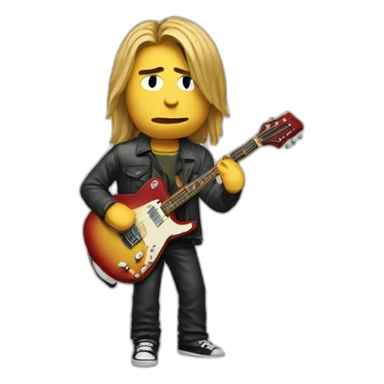 Curt cobain with guitar sticker