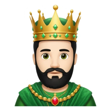 bearded king with crown and green outfit black hair sticker