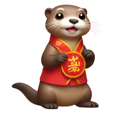 Otter on Korean lunar new year sticker