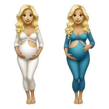 adorable pregnant blond full body women with beach-wave-hair sticker